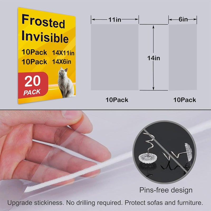 AOUKAR Anti-Cat Scratch Furniture Protector from Cats scratching-20-Pack Clear Sofa Guard Tape for Couches, Deterrent Pet Protection Film to Stop Cats Clawing Corners & Edges - Image 3